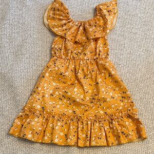 SHEIN Mustard Floral Ruffle Dress